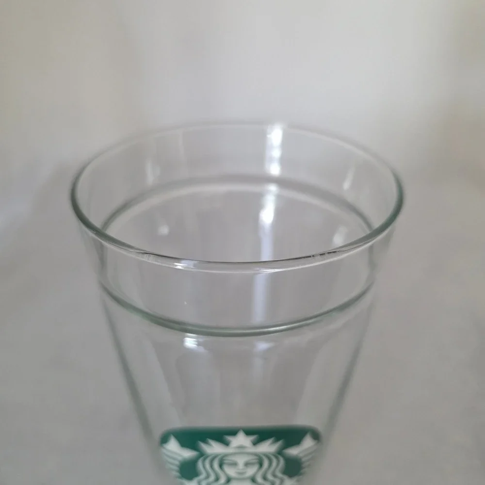 Starbucks 20oz Double Wall Glass Cold Cup Tumbler Clear Green Siren Logo RARE